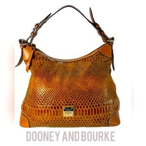 Vintage Dooney & Bourke Erica Snakeskin Embossed Leather Shoulder Bag Purse tote